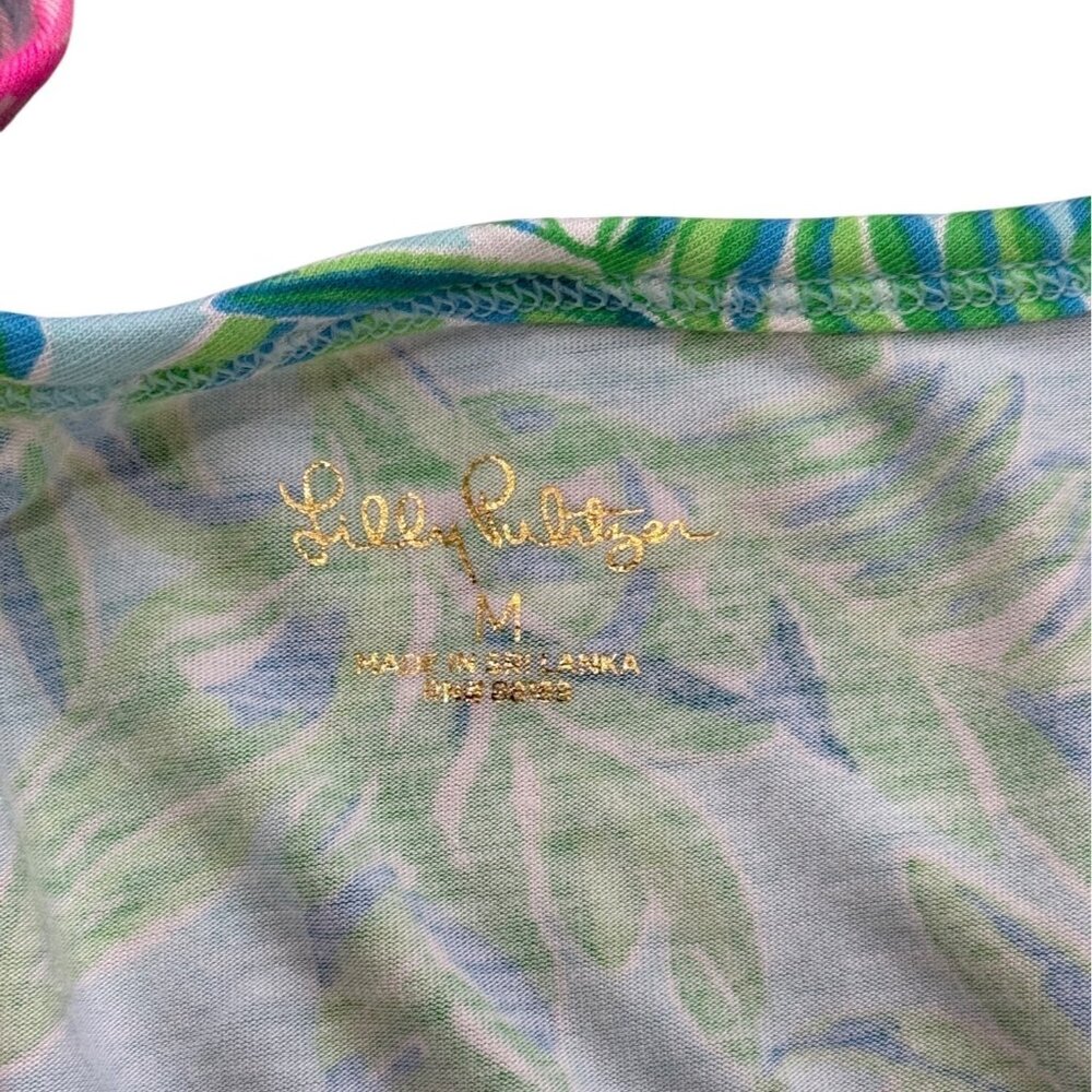 Lilly Pulitzer Long Sleeve Top Henley PJ Fruity Flamingo Green Pink Women Size M - Picture 4 of 8
